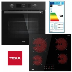 Teka Set HSB 6350 FBK Πολυλειτουργικός Φούρνος 71lt & TBC 64010 Κεραμική Εστία Αυτόνομη Μαύρη